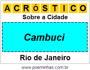 Acróstico Para Imprimir Sobre a Cidade Cambuci