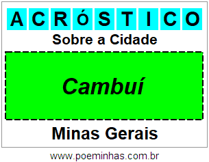 Acróstico Para Imprimir Sobre a Cidade Cambuí