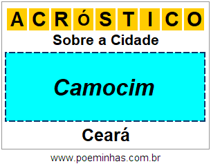 Acróstico Para Imprimir Sobre a Cidade Camocim