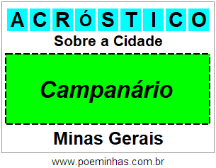 Acróstico Para Imprimir Sobre a Cidade Campanário