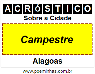 Acróstico Para Imprimir Sobre a Cidade Campestre