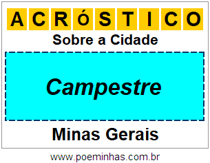 Acróstico Para Imprimir Sobre a Cidade Campestre