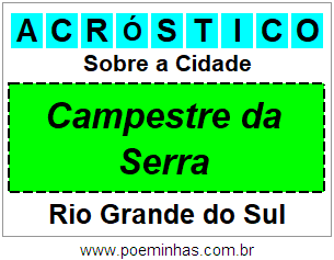 Acróstico Para Imprimir Sobre a Cidade Campestre da Serra