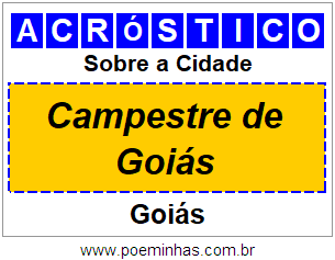 Acróstico Para Imprimir Sobre a Cidade Campestre de Goiás