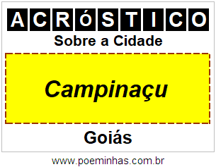 Acróstico Para Imprimir Sobre a Cidade Campinaçu