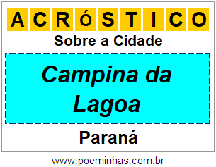 Acróstico Para Imprimir Sobre a Cidade Campina da Lagoa