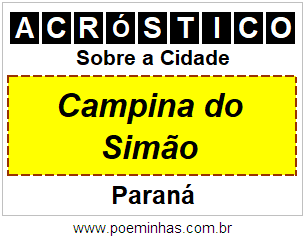 Acróstico Para Imprimir Sobre a Cidade Campina do Simão