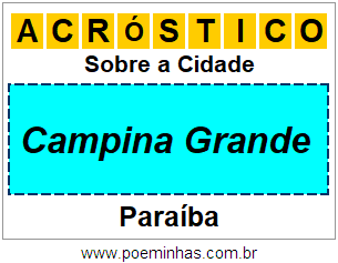 Acróstico Para Imprimir Sobre a Cidade Campina Grande