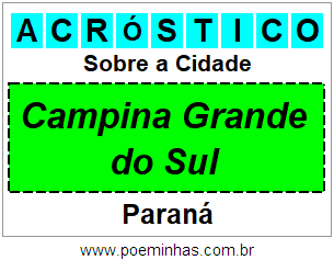 Acróstico Para Imprimir Sobre a Cidade Campina Grande do Sul