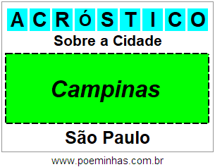 Acróstico Para Imprimir Sobre a Cidade Campinas