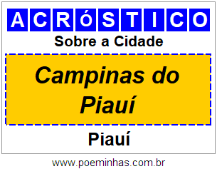 Acróstico Para Imprimir Sobre a Cidade Campinas do Piauí