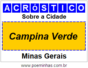 Acróstico Para Imprimir Sobre a Cidade Campina Verde