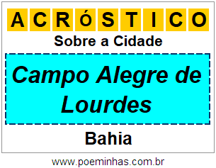 Acróstico Para Imprimir Sobre a Cidade Campo Alegre de Lourdes