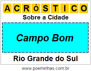 Acróstico Para Imprimir Sobre a Cidade Campo Bom