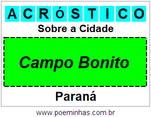 Acróstico Para Imprimir Sobre a Cidade Campo Bonito