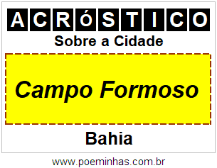 Acróstico Para Imprimir Sobre a Cidade Campo Formoso