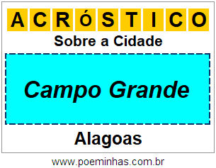 Acróstico Para Imprimir Sobre a Cidade Campo Grande