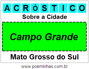 Acróstico Para Imprimir Sobre a Cidade Campo Grande