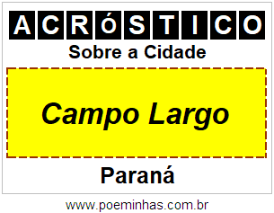 Acróstico Para Imprimir Sobre a Cidade Campo Largo