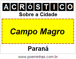 Acróstico Para Imprimir Sobre a Cidade Campo Magro