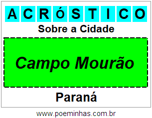 Acróstico Para Imprimir Sobre a Cidade Campo Mourão