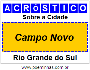 Acróstico Para Imprimir Sobre a Cidade Campo Novo