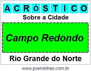 Acróstico Para Imprimir Sobre a Cidade Campo Redondo