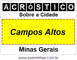 Acróstico Para Imprimir Sobre a Cidade Campos Altos