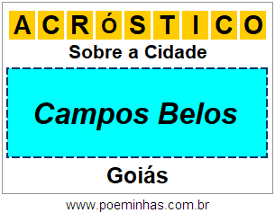 Acróstico Para Imprimir Sobre a Cidade Campos Belos