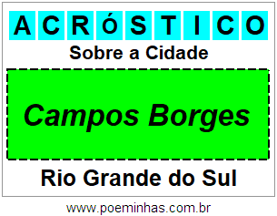 Acróstico Para Imprimir Sobre a Cidade Campos Borges