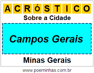 Acróstico Para Imprimir Sobre a Cidade Campos Gerais