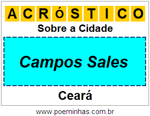 Acróstico Para Imprimir Sobre a Cidade Campos Sales