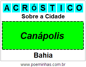Acróstico Para Imprimir Sobre a Cidade Canápolis