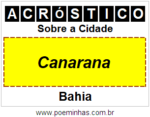 Acróstico Para Imprimir Sobre a Cidade Canarana