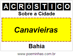 Acróstico Para Imprimir Sobre a Cidade Canavieiras