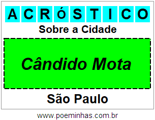 Acróstico Para Imprimir Sobre a Cidade Cândido Mota