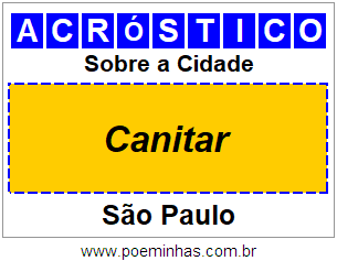 Acróstico Para Imprimir Sobre a Cidade Canitar