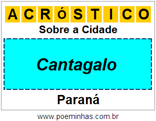 Acróstico Para Imprimir Sobre a Cidade Cantagalo