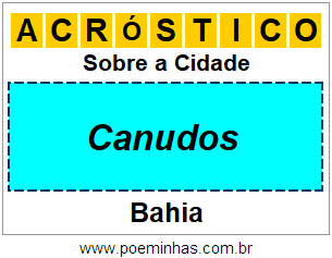 Acróstico Para Imprimir Sobre a Cidade Canudos