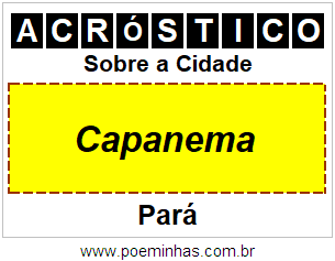 Acróstico Para Imprimir Sobre a Cidade Capanema