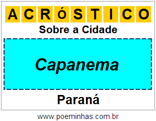 Acróstico Para Imprimir Sobre a Cidade Capanema