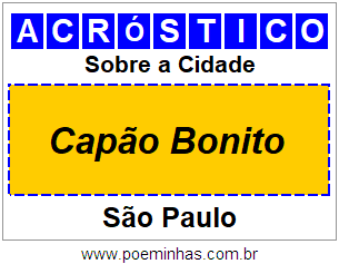 Acróstico Para Imprimir Sobre a Cidade Capão Bonito