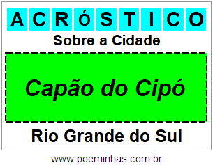 Acróstico Para Imprimir Sobre a Cidade Capão do Cipó