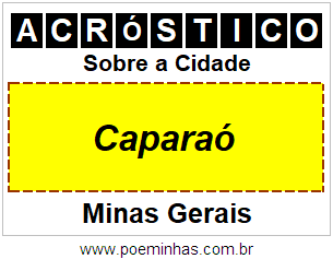 Acróstico Para Imprimir Sobre a Cidade Caparaó