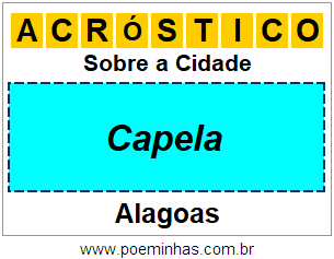 Acróstico Para Imprimir Sobre a Cidade Capela