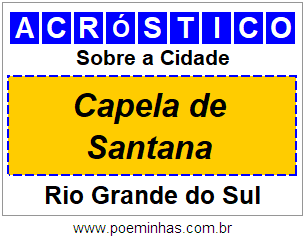 Acróstico Para Imprimir Sobre a Cidade Capela de Santana