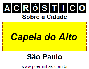 Acróstico Para Imprimir Sobre a Cidade Capela do Alto