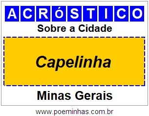 Acróstico Para Imprimir Sobre a Cidade Capelinha