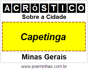 Acróstico Para Imprimir Sobre a Cidade Capetinga