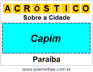 Acróstico Para Imprimir Sobre a Cidade Capim